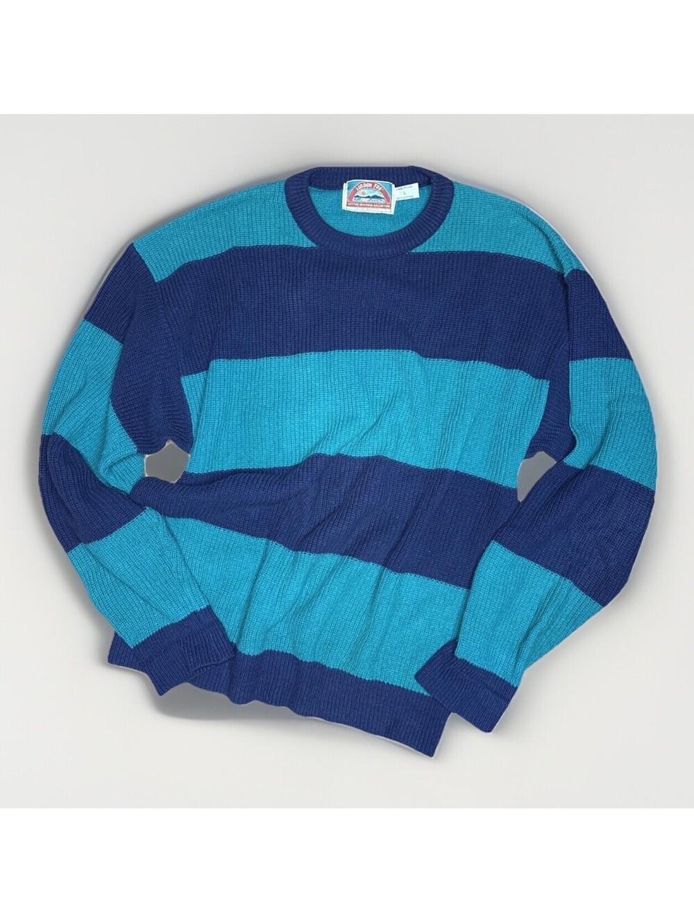 Vintage 90s London Fog Men Large Striped Knit Sweater USA